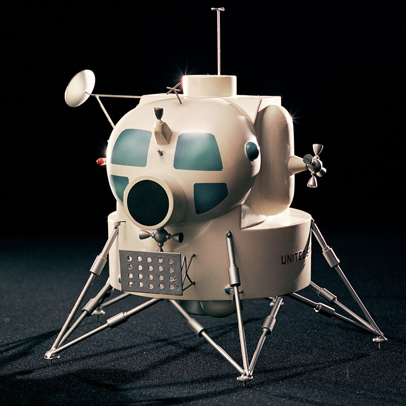 Scale model of the 1962 version of Grumman's Apollo Lunar Excursion Module.
                <br />
                Photo Credit: LIFE magazine, March 14, 1969, Time & Life Pictures © 1969