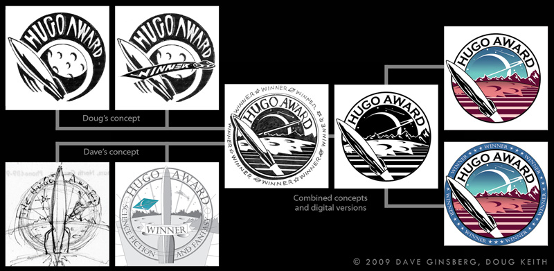 Hugo Award Logo Concept 1 design evolution by Dave Ginsberg and Doug Keith