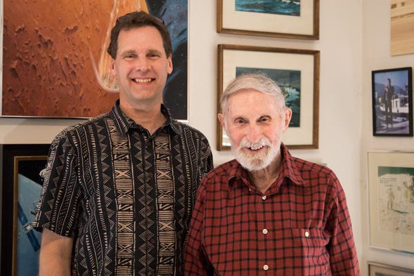 Dave and Pierre in his studio enjoying conversations about art and space