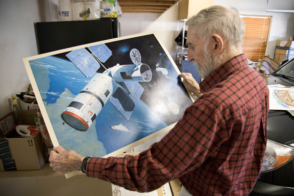 Pierre's beautiful original painting of a space station and repair depot