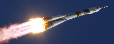  The Soyuz TMA-9 spacecraft launches from the Baikonur Cosmodrome in Kazakhstan